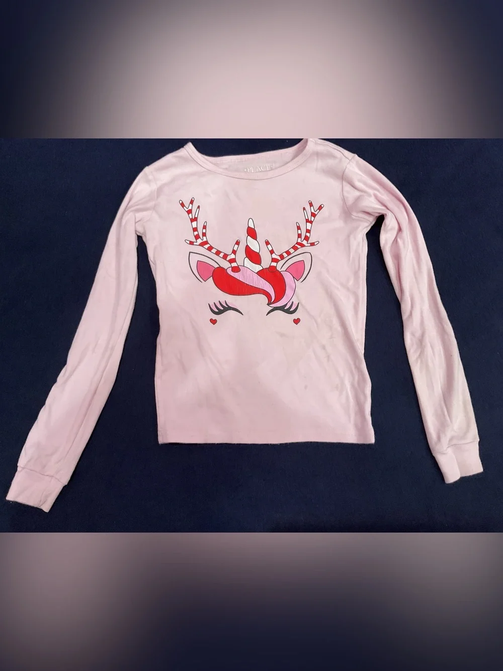 The Children's Place Girls Pink Unicorn Christmas Pajama Top Size 6